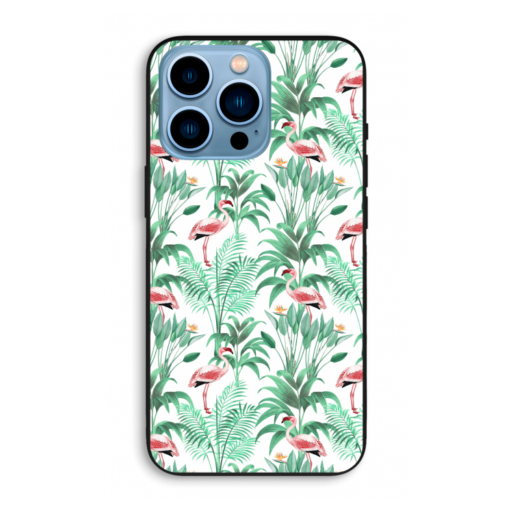 Flamingo bladeren: iPhone 13 Pro Max Biologisch afbreekbaar hoesje