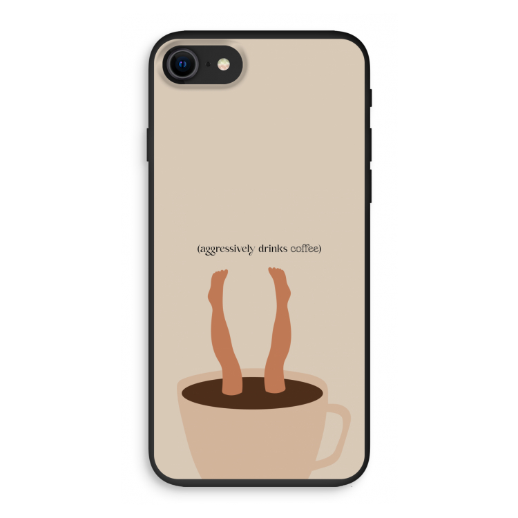 Aggressively drinks coffee: iPhone 7 Biologisch afbreekbaar hoesje