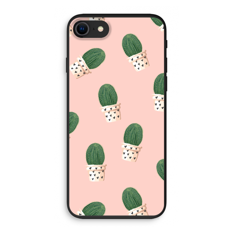 Cactusprint roze: iPhone 7 Biologisch afbreekbaar hoesje