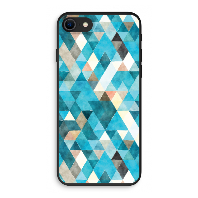 Gekleurde driehoekjes blauw: iPhone 8 Biologisch afbreekbaar hoesje