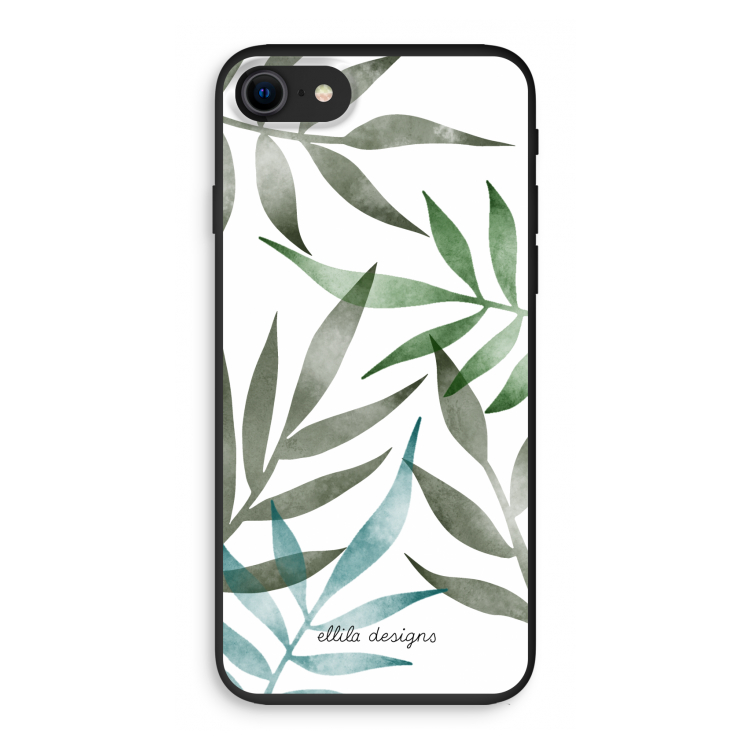 Tropical watercolor leaves: iPhone SE 2020 Biologisch afbreekbaar hoesje