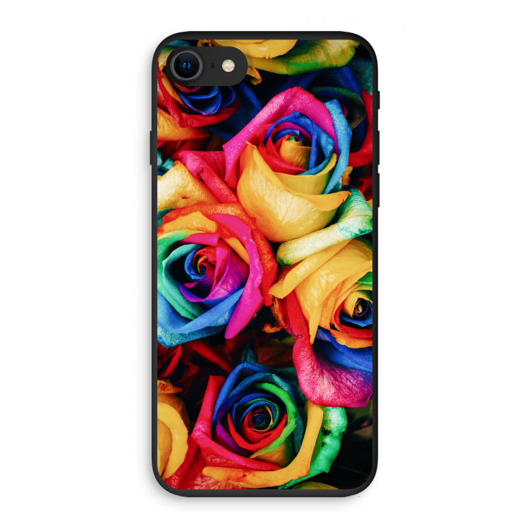 Neon bloemen: iPhone SE 2020 Biologisch afbreekbaar hoesje