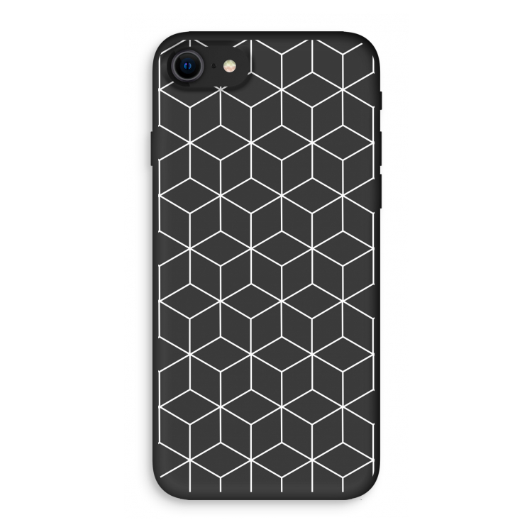 Zwart-witte kubussen: iPhone SE 2020 Biologisch afbreekbaar hoesje