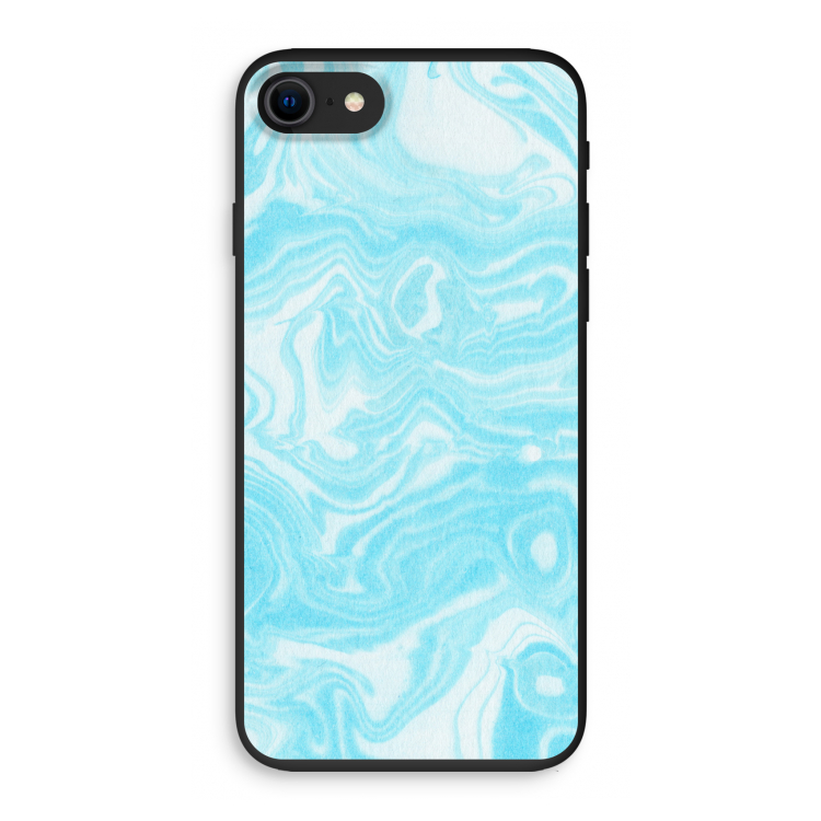 Waterverf blauw: iPhone SE 2020 Biologisch afbreekbaar hoesje