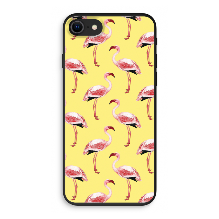 Flamingo's geel: iPhone SE 2020 Biologisch afbreekbaar hoesje