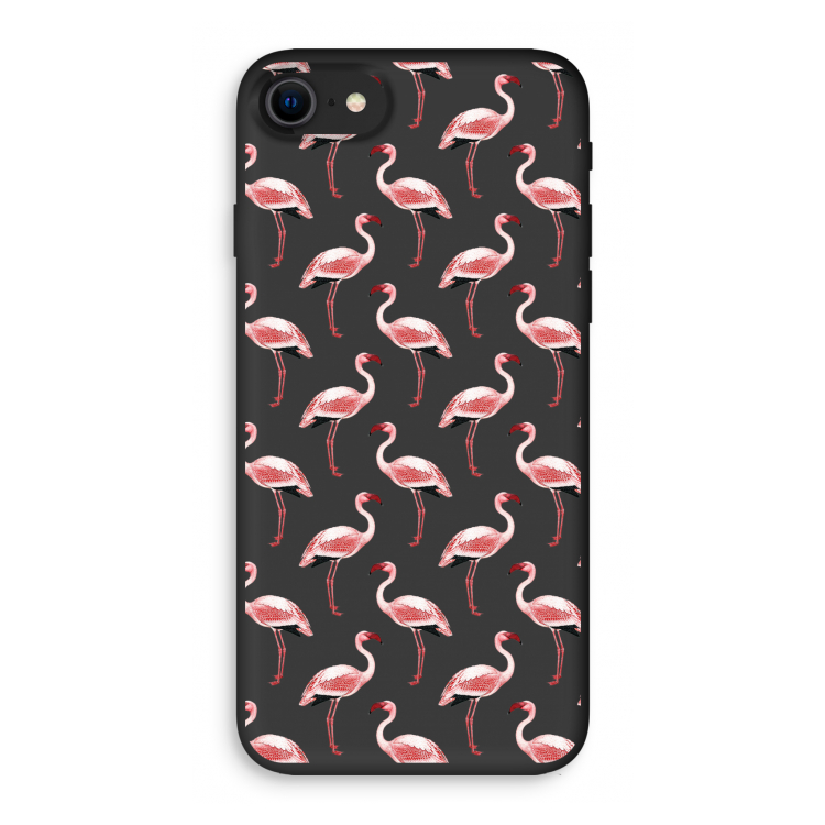 Flamingoprint groen: iPhone SE 2020 Biologisch afbreekbaar hoesje