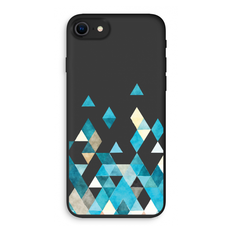 Gekleurde driehoekjes blauw: iPhone SE 2020 Biologisch afbreekbaar hoesje
