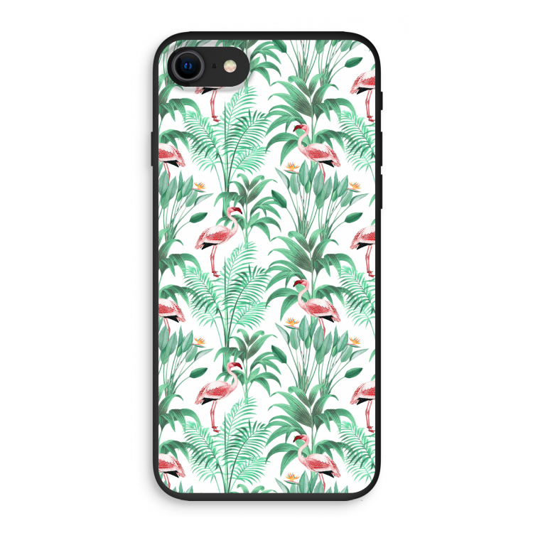 Flamingo bladeren: iPhone SE 2020 Biologisch afbreekbaar hoesje
