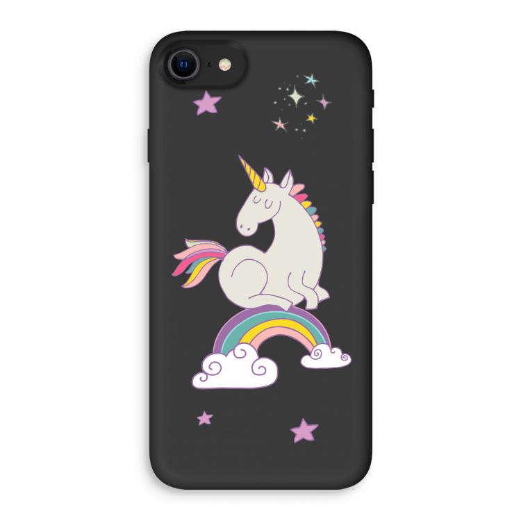 Regenboog eenhoorn: iPhone SE 2020 Biologisch afbreekbaar hoesje