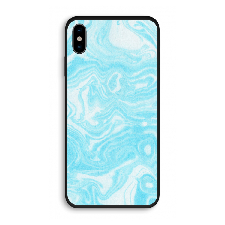 Waterverf blauw: iPhone X Biologisch afbreekbaar hoesje