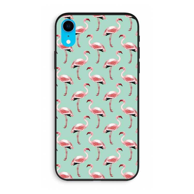 Flamingoprint groen: iPhone XR Biologisch afbreekbaar hoesje