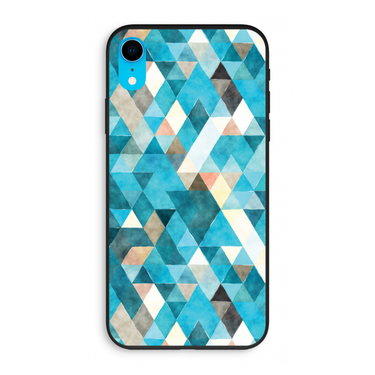 Gekleurde driehoekjes blauw: iPhone XR Biologisch afbreekbaar hoesje