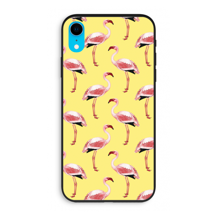 Flamingo's geel: iPhone XR Biologisch afbreekbaar hoesje