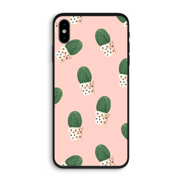 Cactusprint roze: iPhone XS Biologisch afbreekbaar hoesje