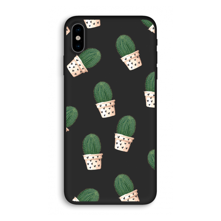 Cactusprint roze: iPhone XS Biologisch afbreekbaar hoesje