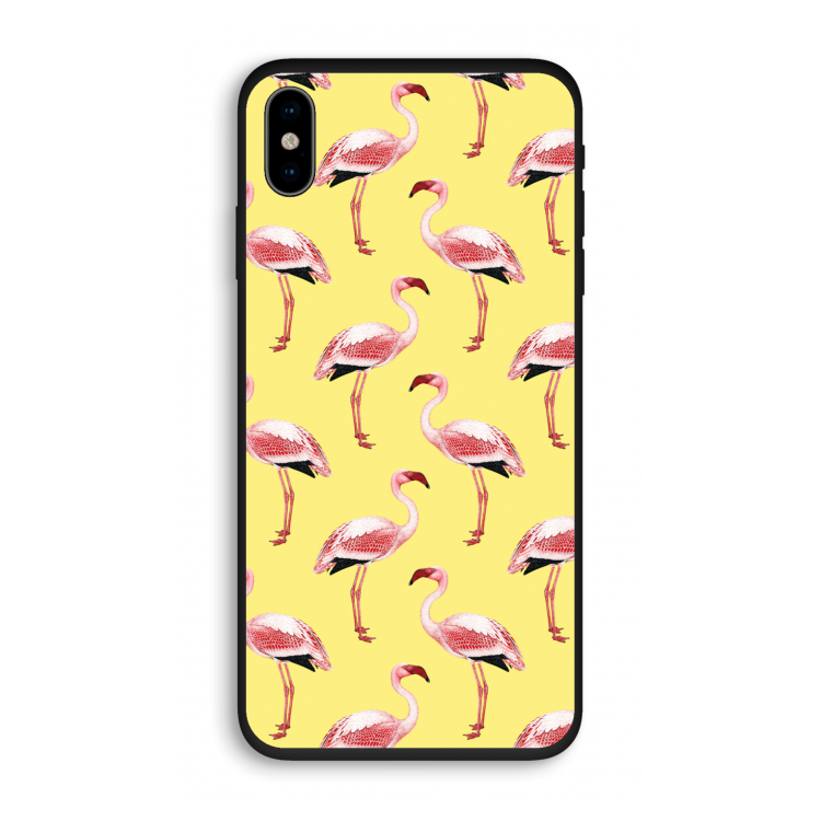 Flamingo's geel: iPhone XS Biologisch afbreekbaar hoesje