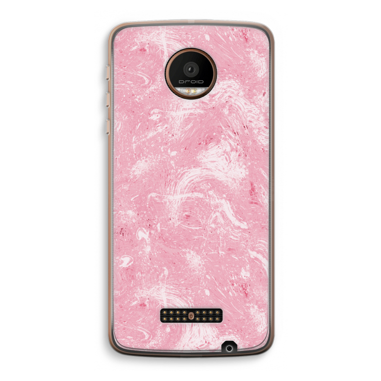Abstract Painting Pink: Motorola Moto Z Force Transparant Hoesje