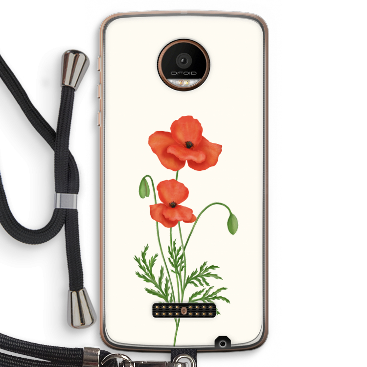 Red poppy: Motorola Moto Z Force Transparant Hoesje met koord