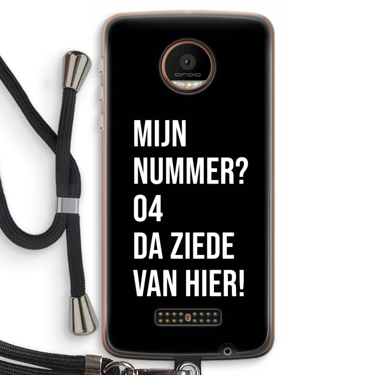 Da ziede van hier - Zwart: Motorola Moto Z Force Transparant Hoesje met koord