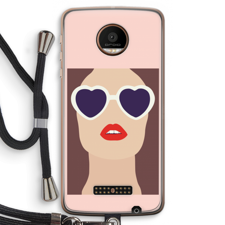 Red lips: Motorola Moto Z Force Transparant Hoesje met koord