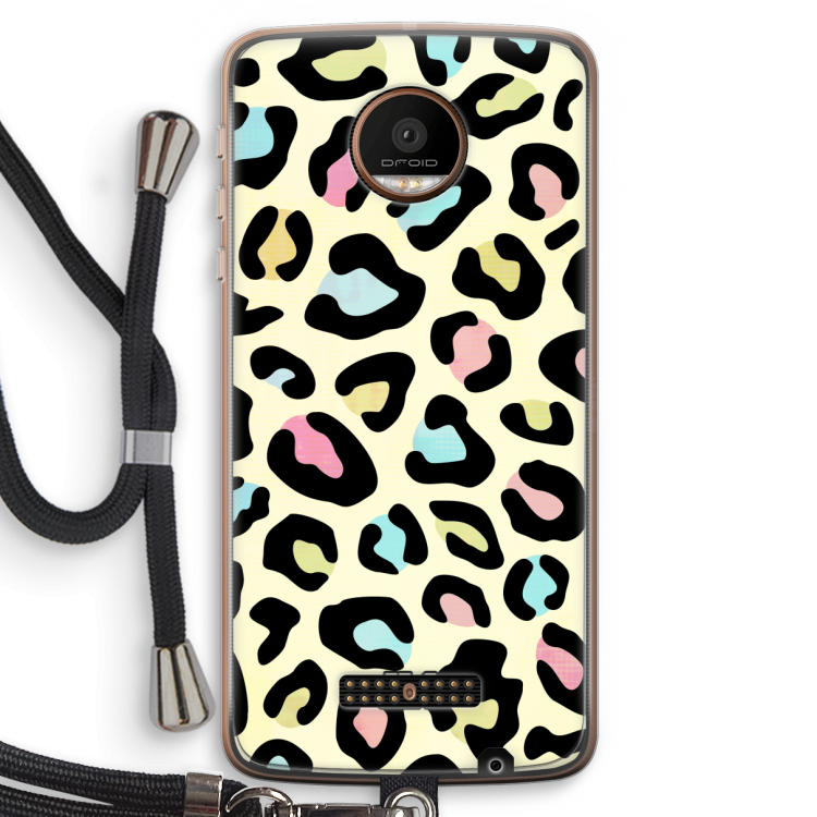 Leopard pattern: Motorola Moto Z Force Transparant Hoesje met koord