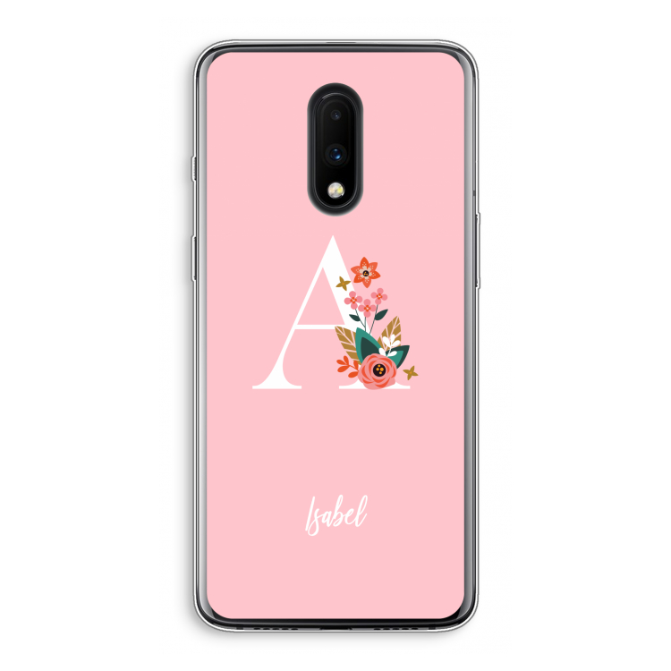 Pink Bouquet: OnePlus 7 Transparant Hoesje