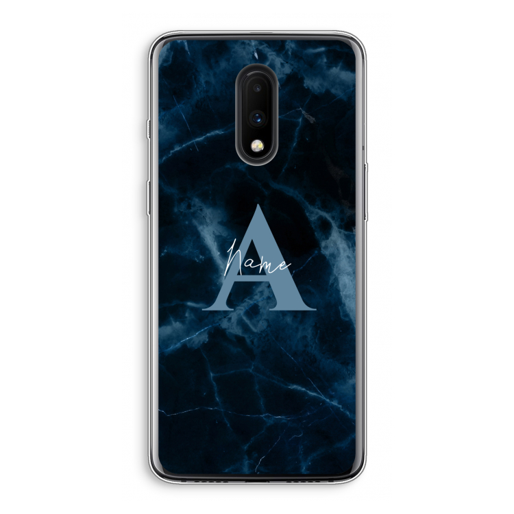 Midnight Marble: OnePlus 7 Transparant Hoesje
