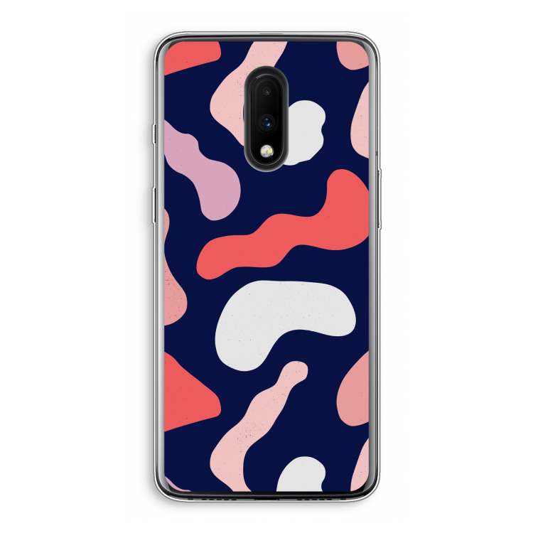 Memphis Shapes Pink: OnePlus 7 Transparant Hoesje