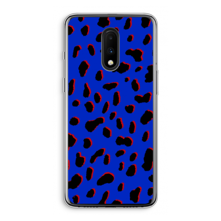 Blue Leopard: OnePlus 7 Transparant Hoesje