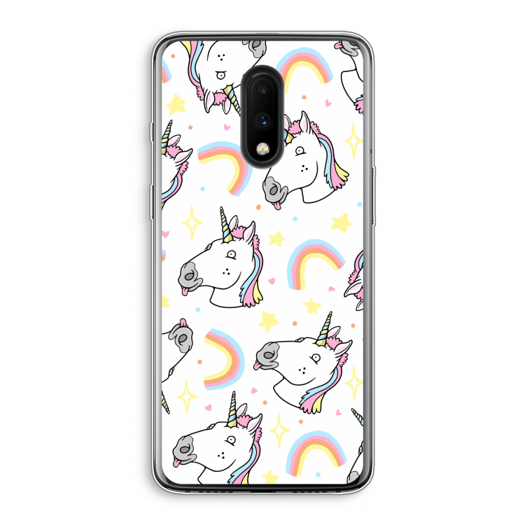 Rainbow Unicorn: OnePlus 7 Transparant Hoesje