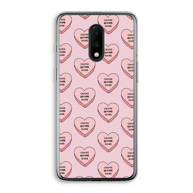 Chicks before dicks: OnePlus 7 Transparant Hoesje