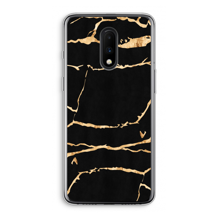 Gouden marmer: OnePlus 7 Transparant Hoesje