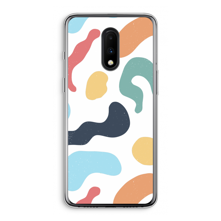 Memphis Shapes Blue: OnePlus 7 Transparant Hoesje