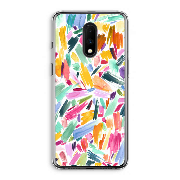 Watercolor Brushstrokes: OnePlus 7 Transparant Hoesje
