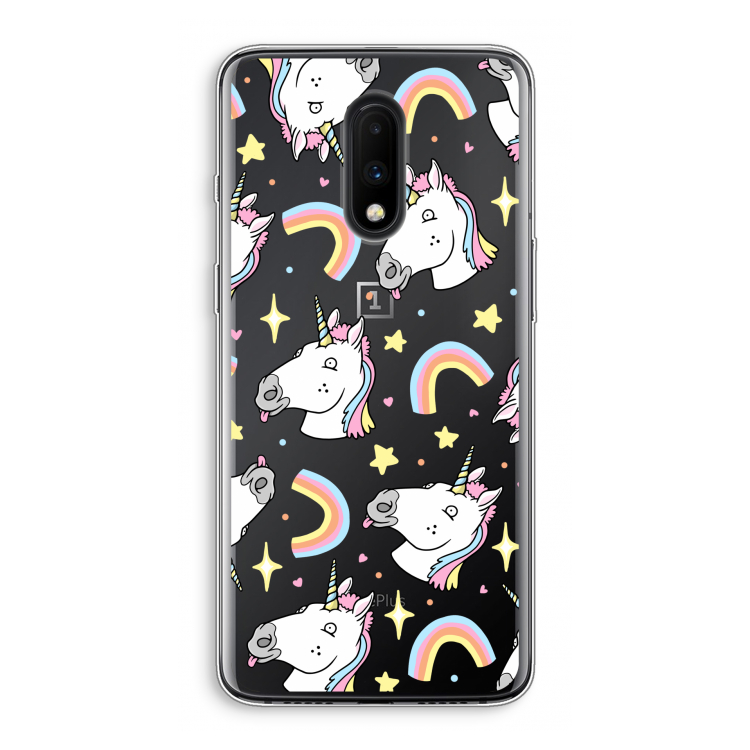 Rainbow Unicorn: OnePlus 7 Transparant Hoesje