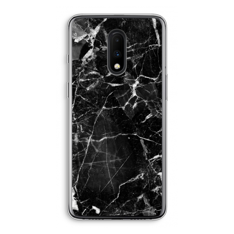 Zwart Marmer 2: OnePlus 7 Transparant Hoesje