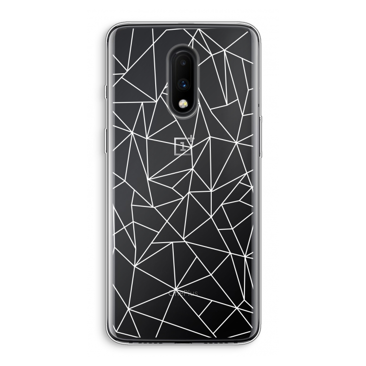 Geometrische lijnen wit: OnePlus 7 Transparant Hoesje
