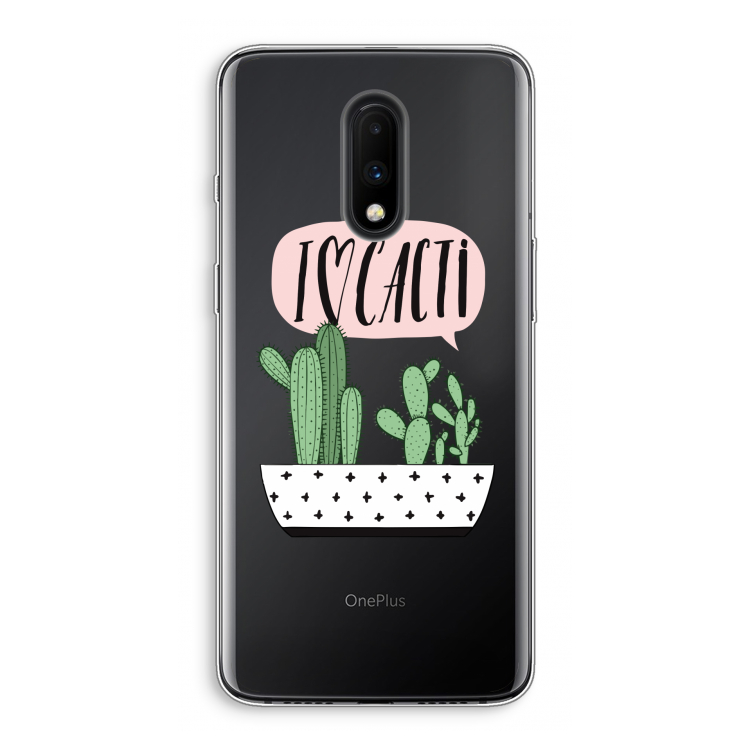 I love cacti: OnePlus 7 Transparant Hoesje