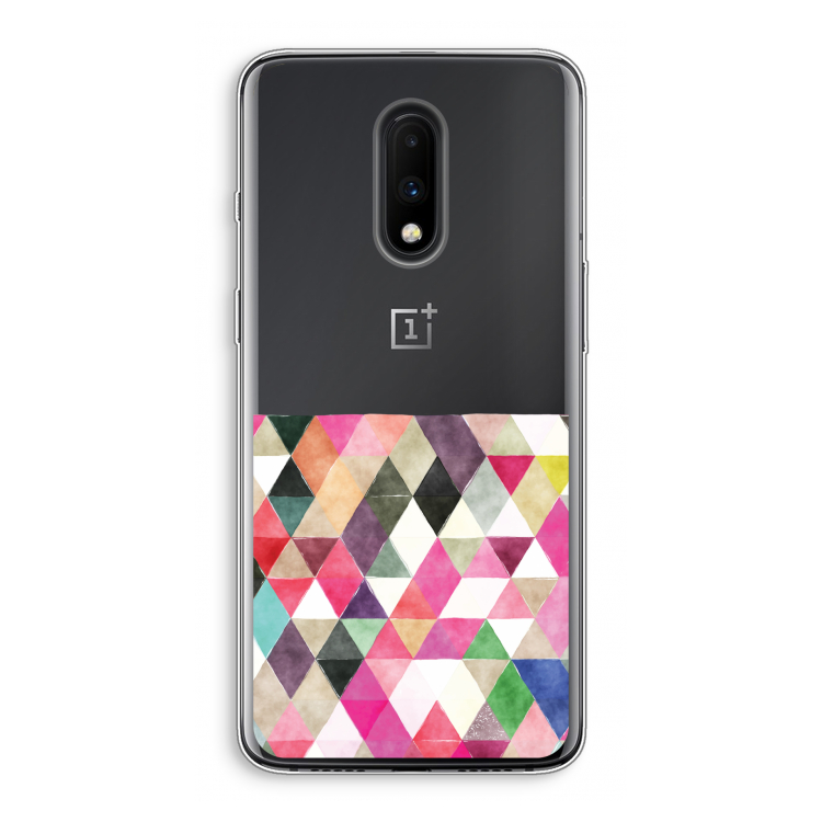Gekleurde driehoekjes: OnePlus 7 Transparant Hoesje
