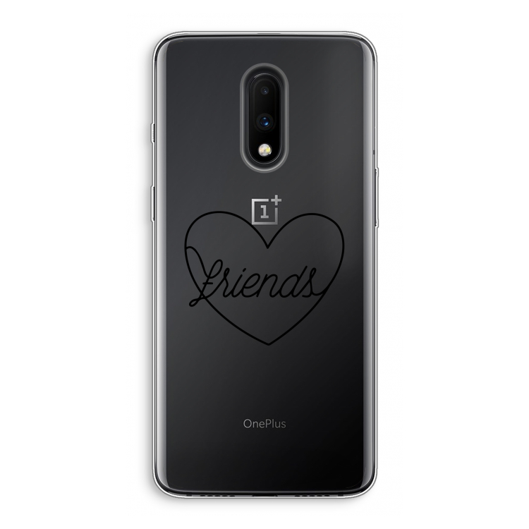 Friends heart black: OnePlus 7 Transparant Hoesje