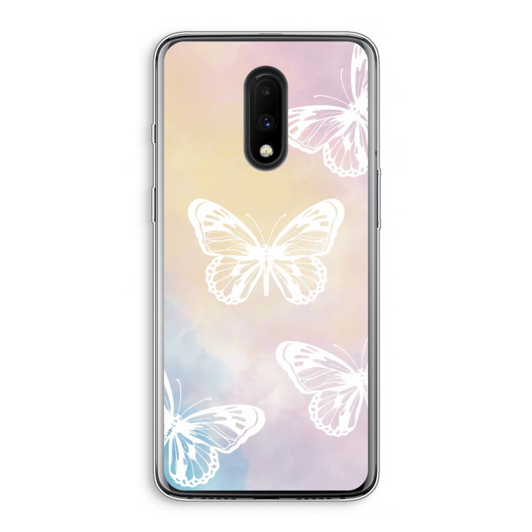 White butterfly: OnePlus 7 Transparant Hoesje