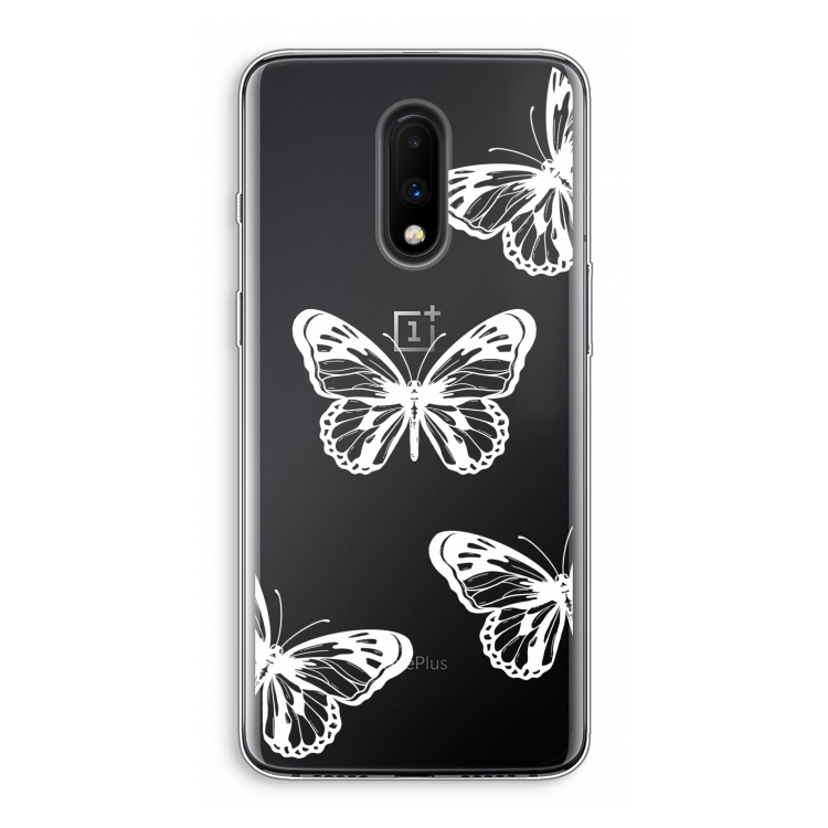 White butterfly: OnePlus 7 Transparant Hoesje