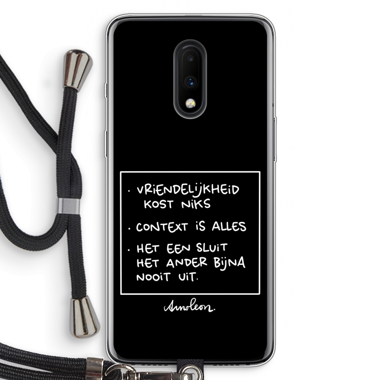 Mijn Motto's: OnePlus 7 Transparant Hoesje met koord
