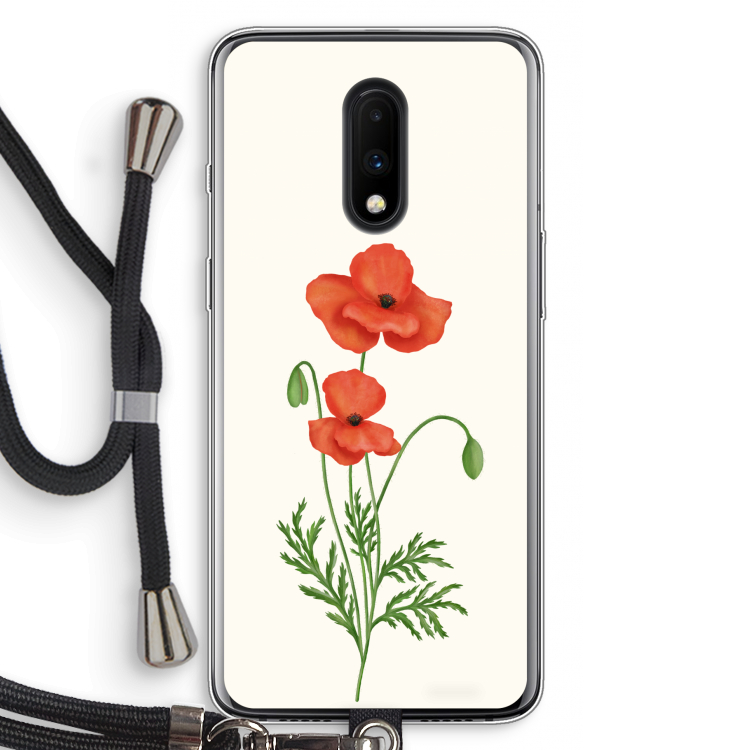 Red poppy: OnePlus 7 Transparant Hoesje met koord