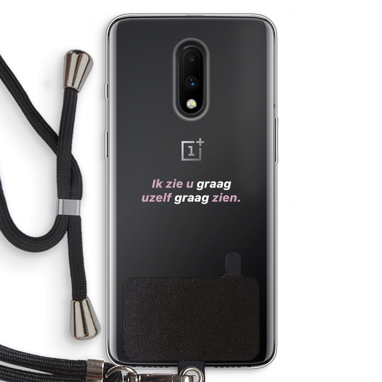 uzelf graag zien: OnePlus 7 Transparant Hoesje met koord