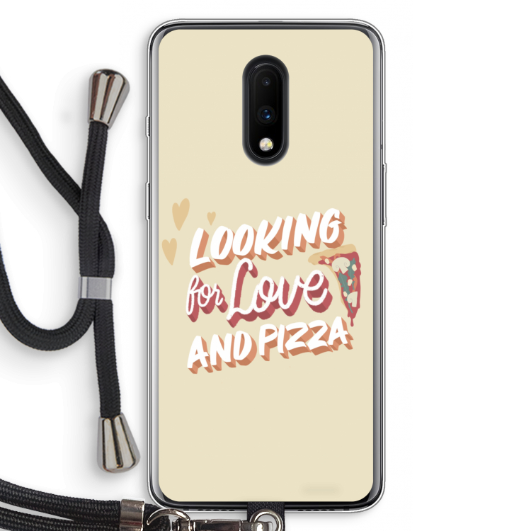 Pizza is the answer: OnePlus 7 Transparant Hoesje met koord