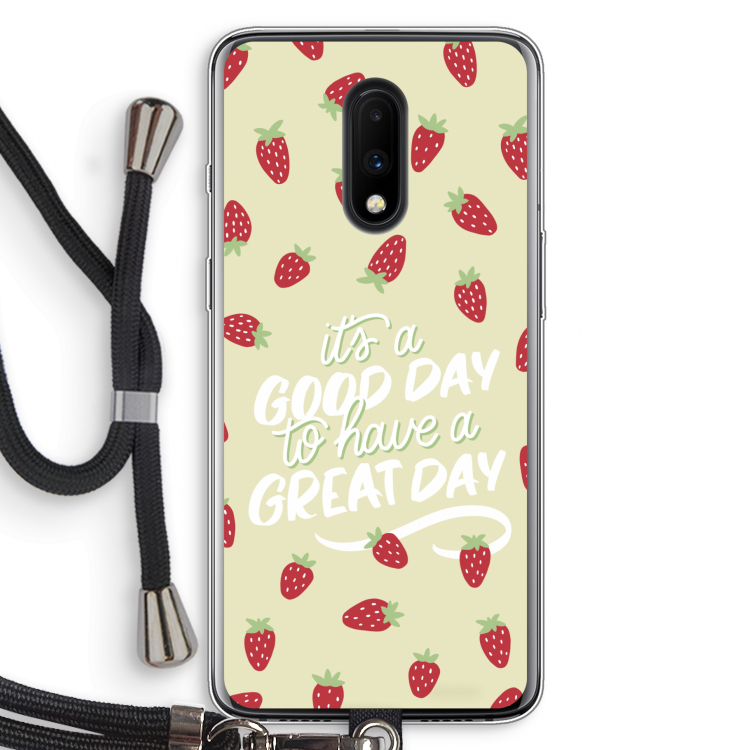 Don't forget to have a great day: OnePlus 7 Transparant Hoesje met koord