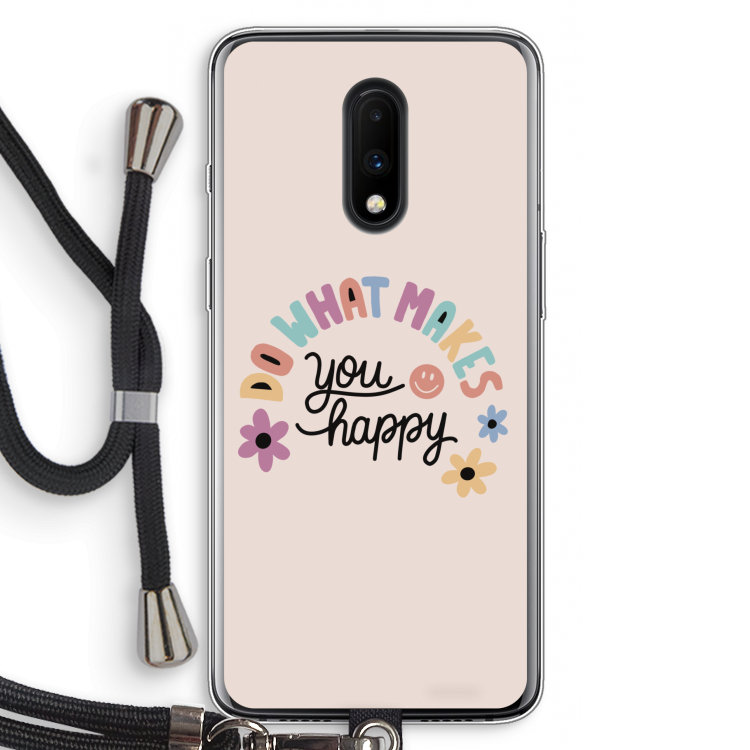 Happy days: OnePlus 7 Transparant Hoesje met koord