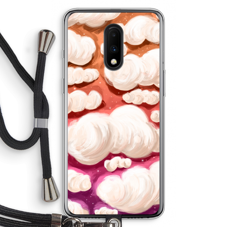 Katoen Wolken: OnePlus 7 Transparant Hoesje met koord
