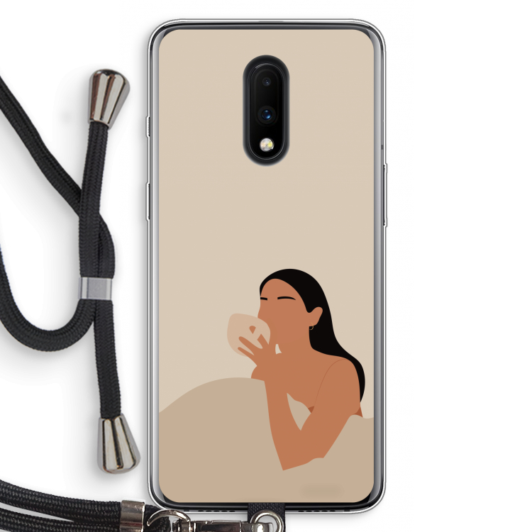 Fresh coffee: OnePlus 7 Transparant Hoesje met koord